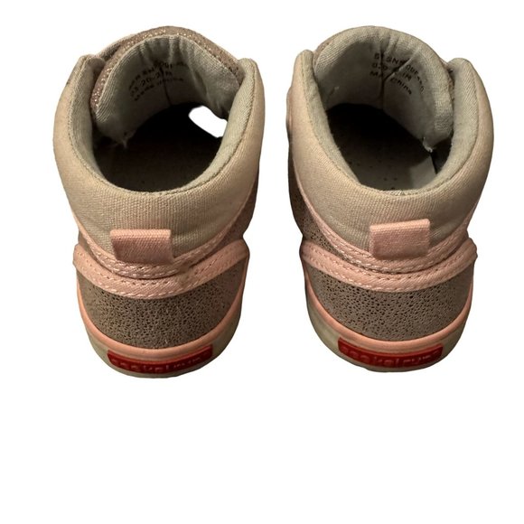 See Kai Run Girls Silver Sparkle and Pink Mid Top Velcro Sneakers Size 11 - Picture 4 of 8